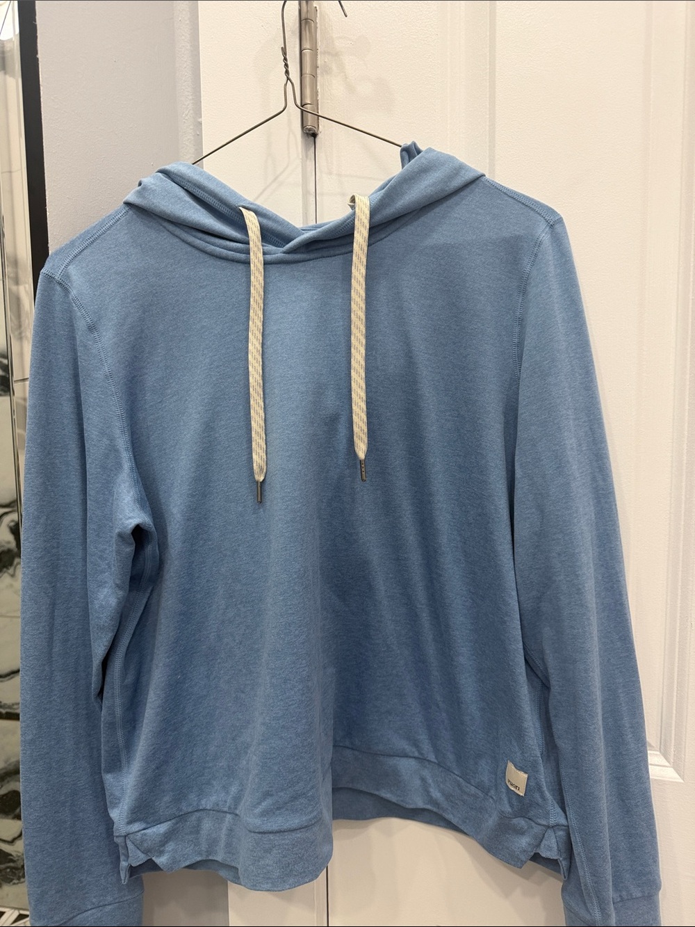 Vuori Light Blue Pullover Hoodie with Ivory Drawcords